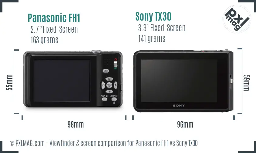 Panasonic FH1 vs Sony TX30 Screen and Viewfinder comparison