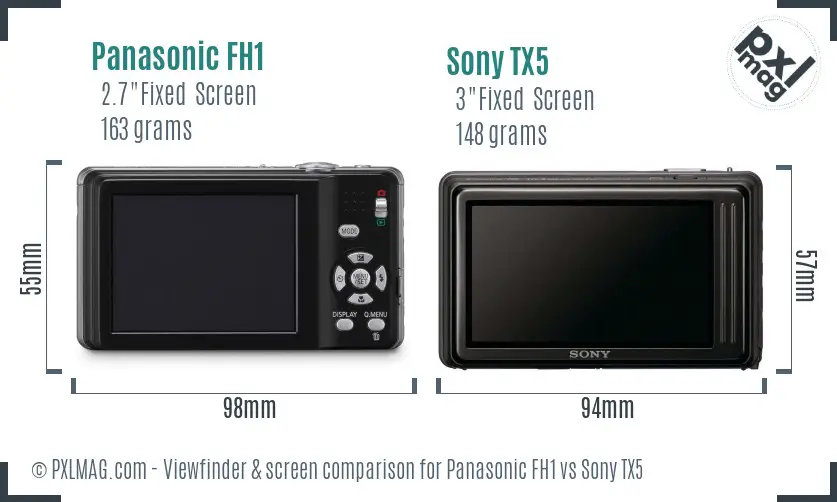 Panasonic FH1 vs Sony TX5 Screen and Viewfinder comparison