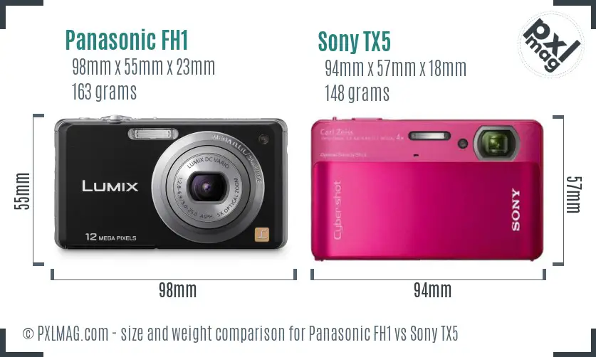 Panasonic FH1 vs Sony TX5 size comparison
