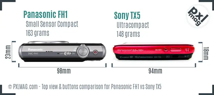 Panasonic FH1 vs Sony TX5 top view buttons comparison