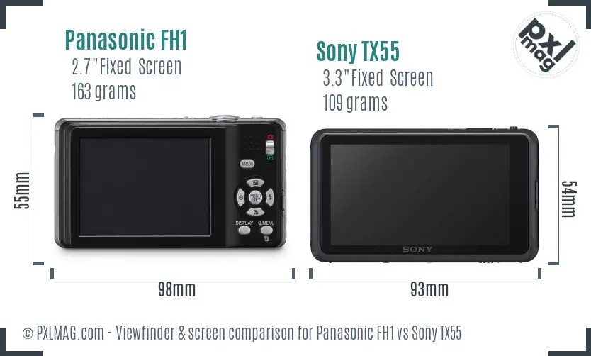 Panasonic FH1 vs Sony TX55 Screen and Viewfinder comparison Panasonic FH1 vs Sony TX55 Screen and Viewfinder comparison