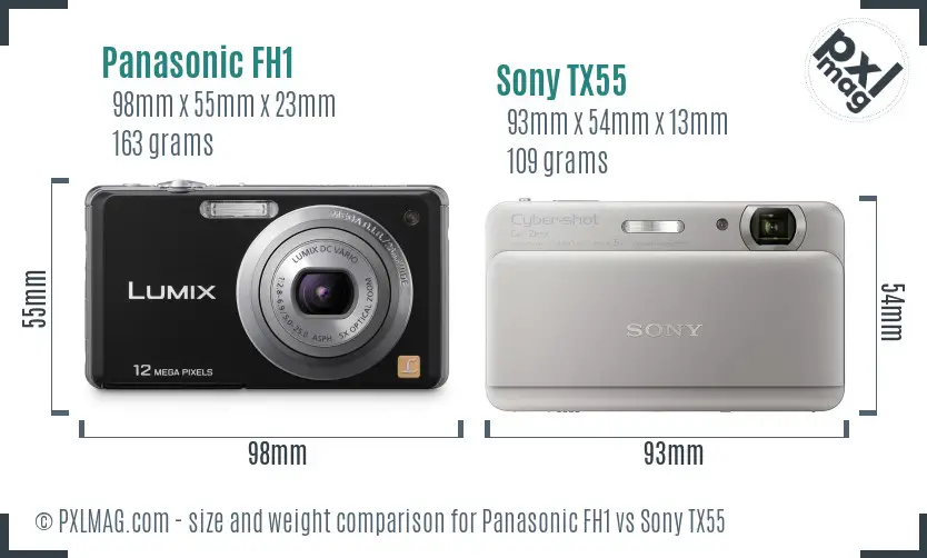 Panasonic FH1 vs Sony TX55 size comparison Panasonic FH1 vs Sony TX55 size comparison