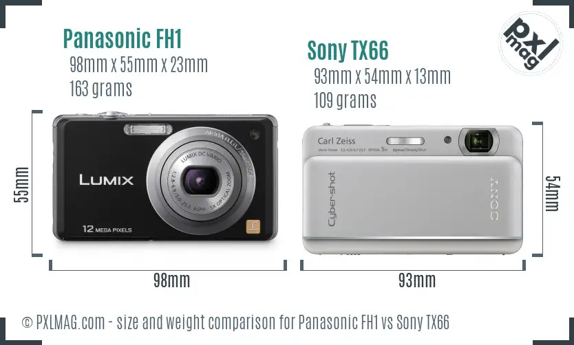Panasonic FH1 vs Sony TX66 size comparison Panasonic FH1 vs Sony TX66 size comparison