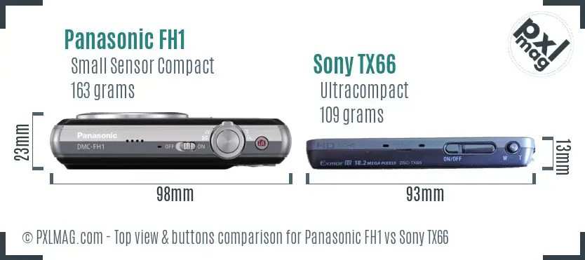 Panasonic FH1 vs Sony TX66 top view buttons comparison Panasonic FH1 vs Sony TX66 top view buttons comparison