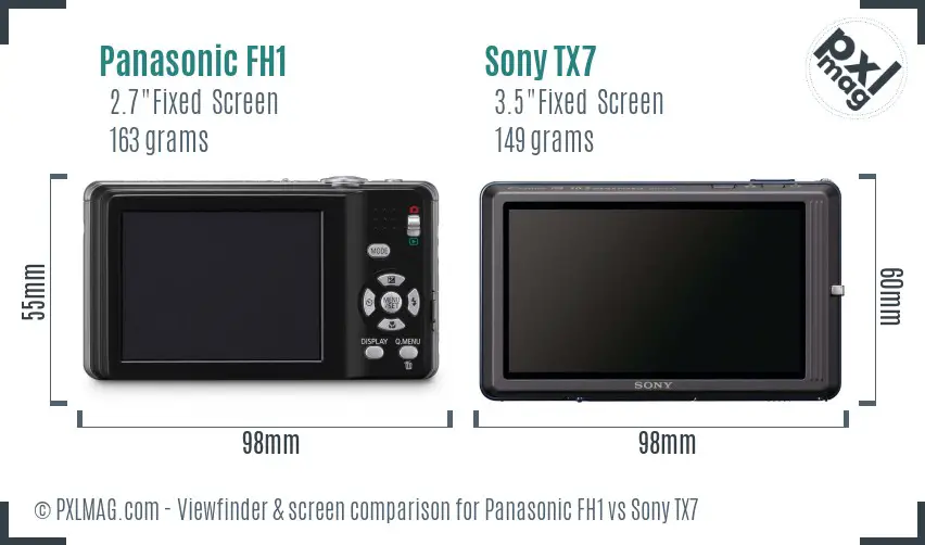 Panasonic FH1 vs Sony TX7 Screen and Viewfinder comparison