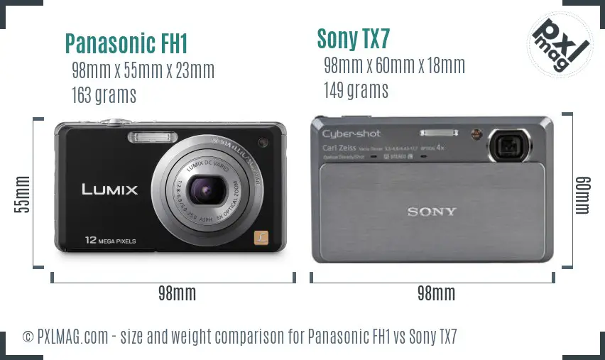 Panasonic FH1 vs Sony TX7 size comparison