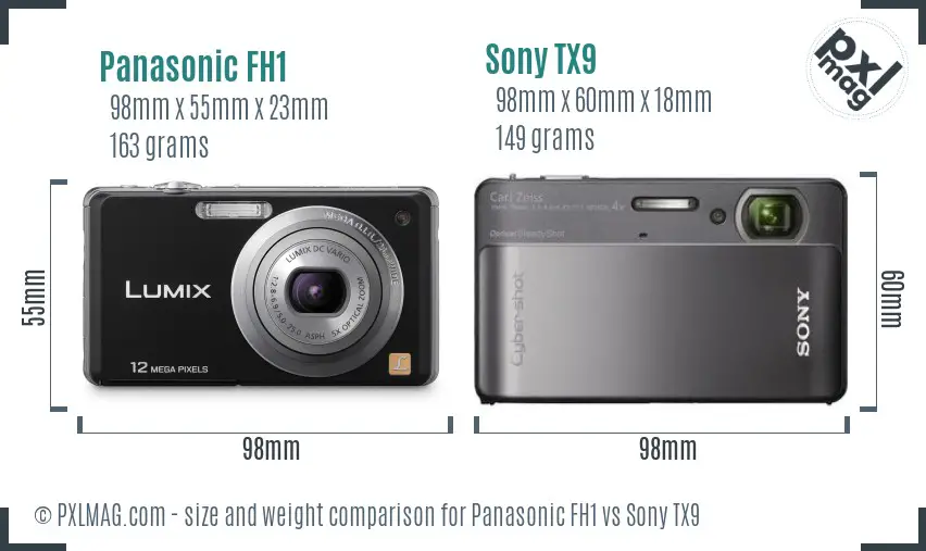 Panasonic FH1 vs Sony TX9 size comparison Panasonic FH1 vs Sony TX9 size comparison