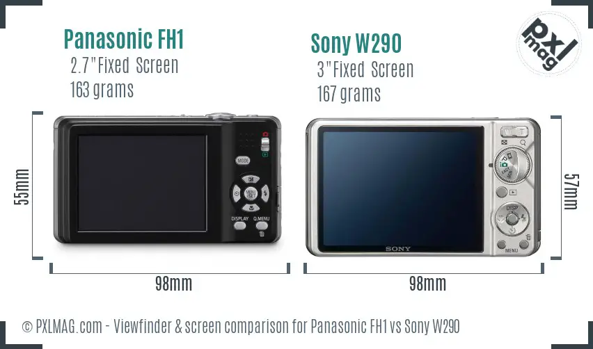 Panasonic FH1 vs Sony W290 Screen and Viewfinder comparison