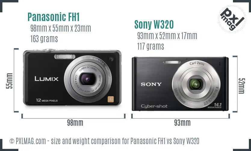 Panasonic FH1 vs Sony W320 size comparison Panasonic FH1 vs Sony W320 size comparison