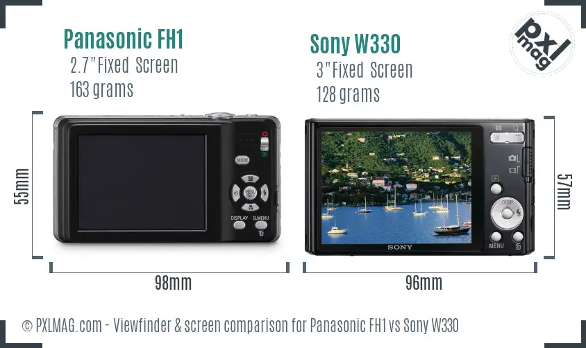 Panasonic FH1 vs Sony W330 Screen and Viewfinder comparison