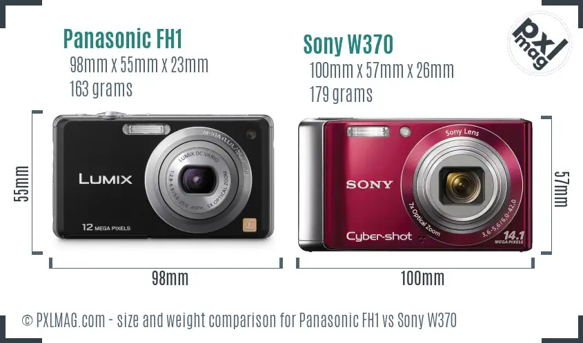 Panasonic FH1 vs Sony W370 size comparison