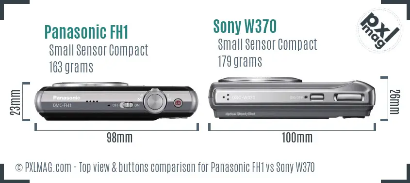 Panasonic FH1 vs Sony W370 top view buttons comparison