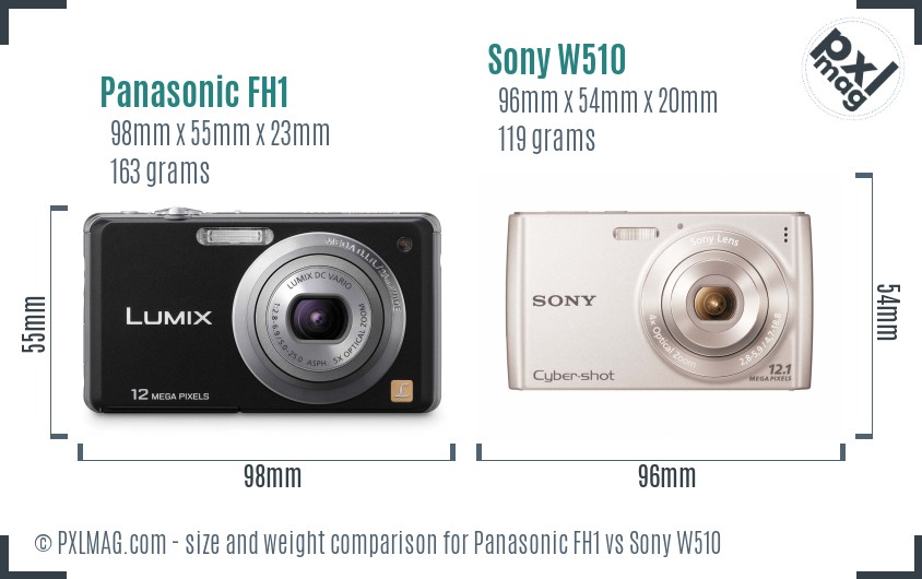 Panasonic FH1 vs Sony W510 size comparison