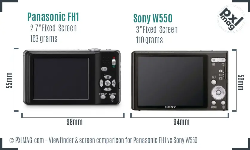 Panasonic FH1 vs Sony W550 Screen and Viewfinder comparison