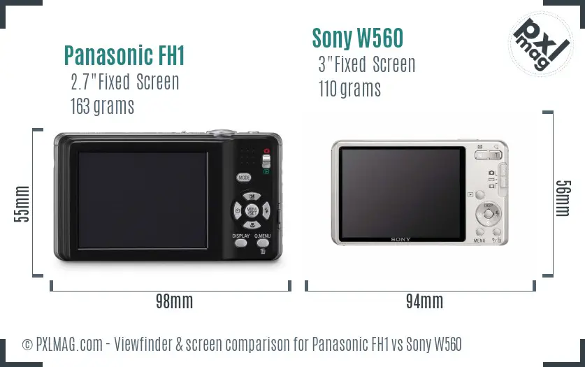 Panasonic FH1 vs Sony W560 Screen and Viewfinder comparison