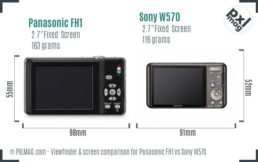 Panasonic FH1 vs Sony W570 Screen and Viewfinder comparison