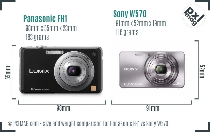Panasonic FH1 vs Sony W570 size comparison