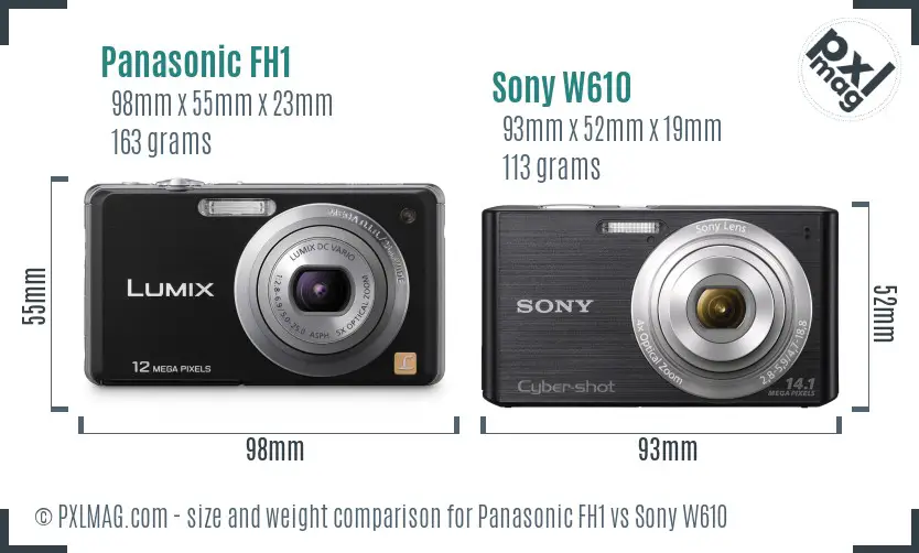 Panasonic FH1 vs Sony W610 size comparison Panasonic FH1 vs Sony W610 size comparison