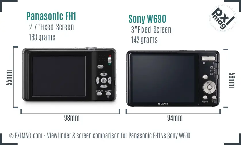 Panasonic FH1 vs Sony W690 Screen and Viewfinder comparison