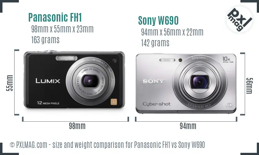 Panasonic FH1 vs Sony W690 size comparison