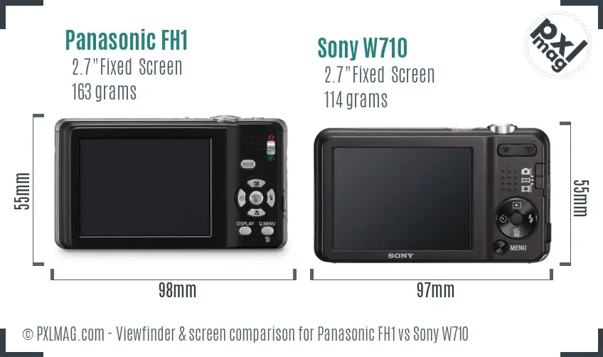 Panasonic FH1 vs Sony W710 Screen and Viewfinder comparison