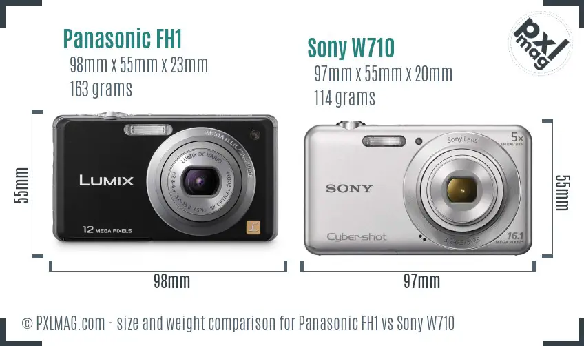 Panasonic FH1 vs Sony W710 size comparison