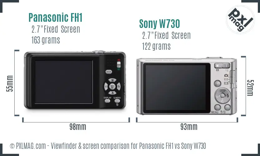 Panasonic FH1 vs Sony W730 Screen and Viewfinder comparison