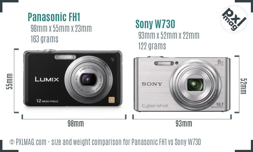 Panasonic FH1 vs Sony W730 size comparison