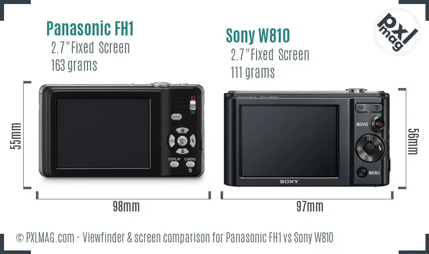 Panasonic FH1 vs Sony W810 Screen and Viewfinder comparison