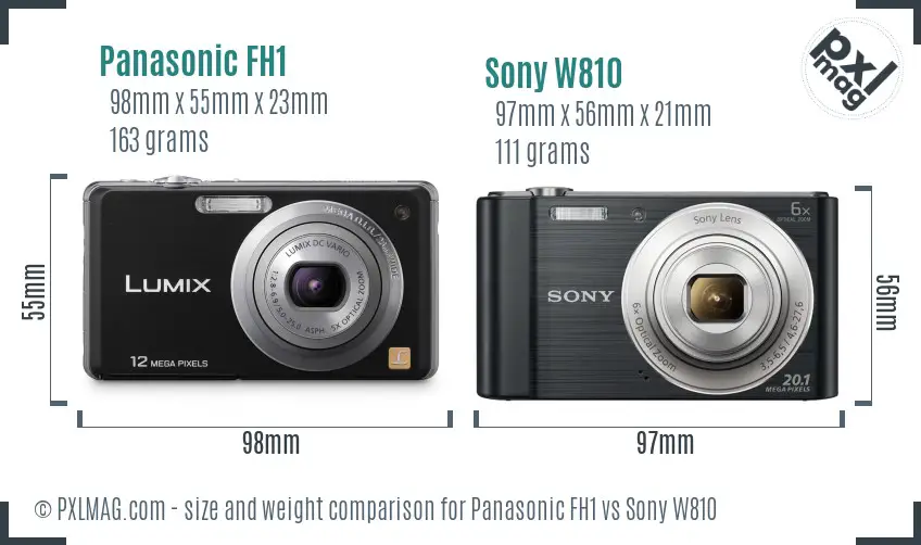 Panasonic FH1 vs Sony W810 size comparison