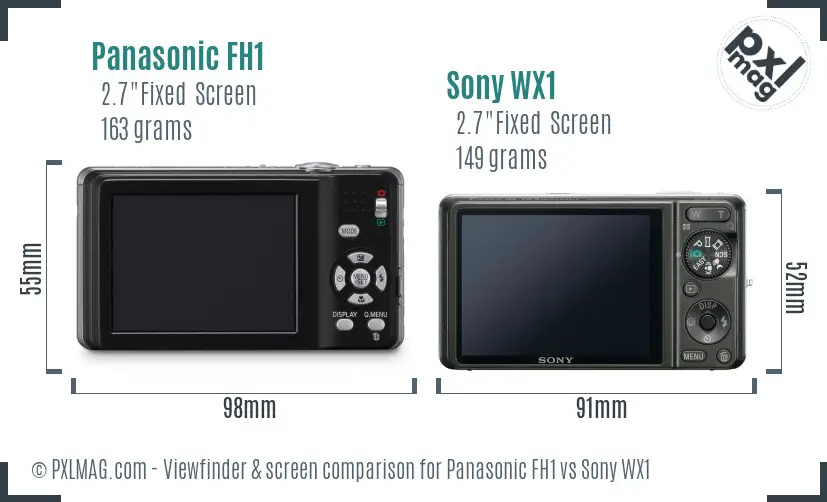 Panasonic FH1 vs Sony WX1 Screen and Viewfinder comparison