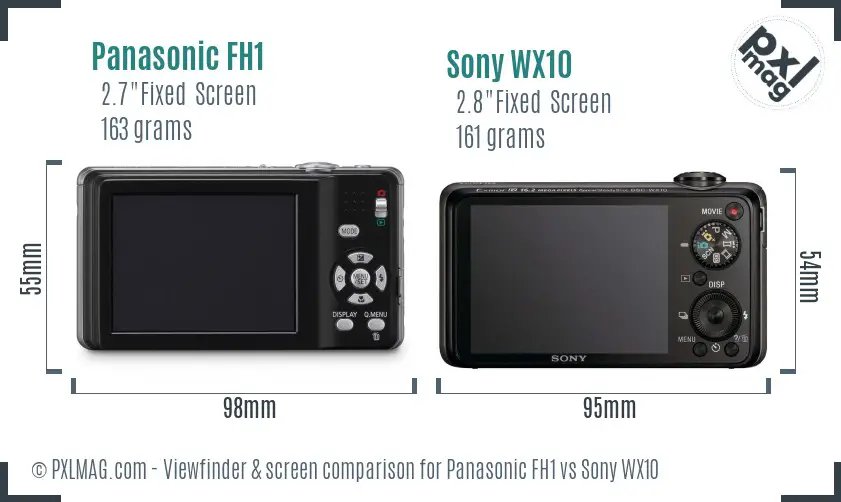 Panasonic FH1 vs Sony WX10 Screen and Viewfinder comparison