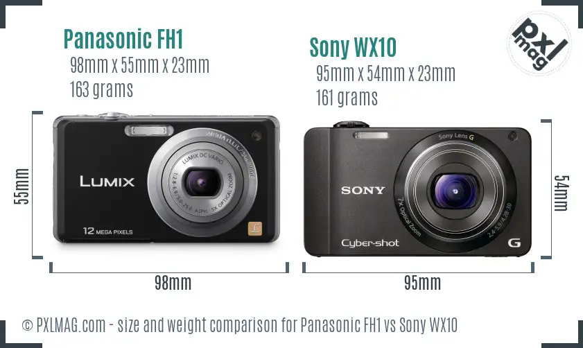 Panasonic FH1 vs Sony WX10 size comparison
