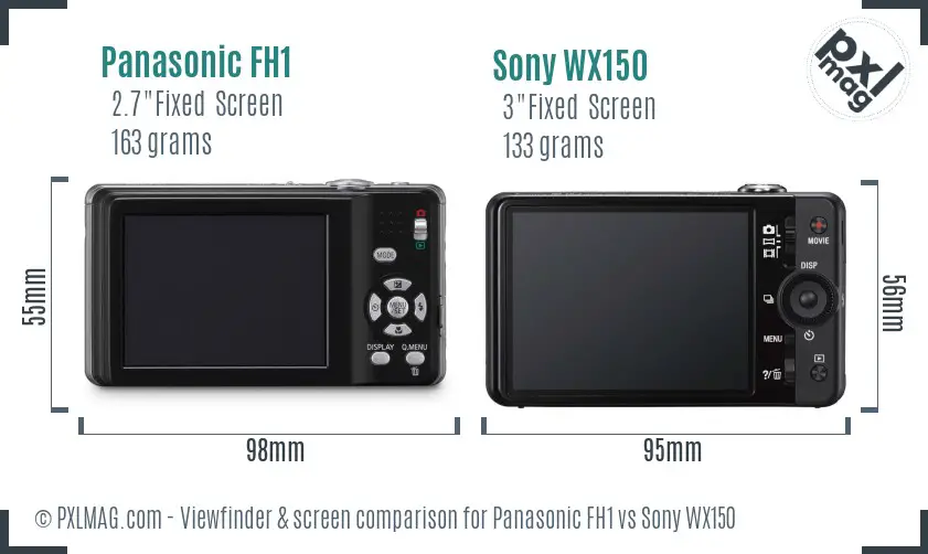Panasonic FH1 vs Sony WX150 Screen and Viewfinder comparison