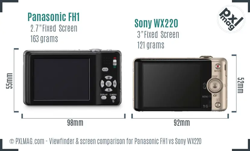 Panasonic FH1 vs Sony WX220 Screen and Viewfinder comparison
