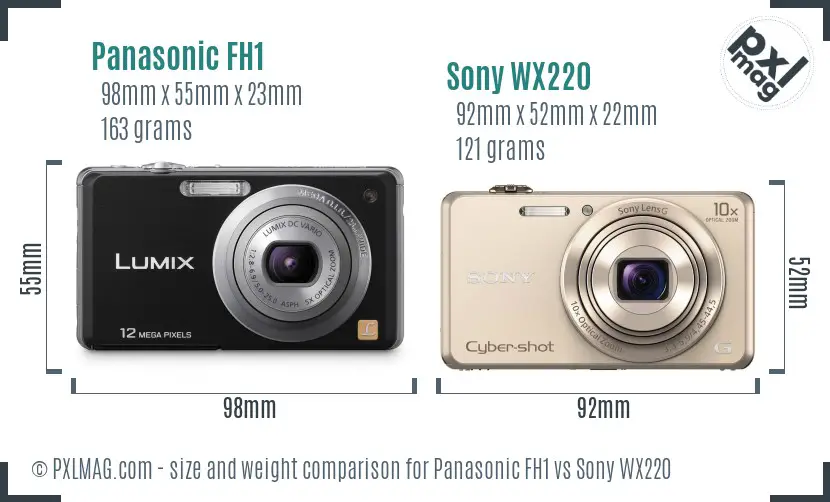 Panasonic FH1 vs Sony WX220 size comparison