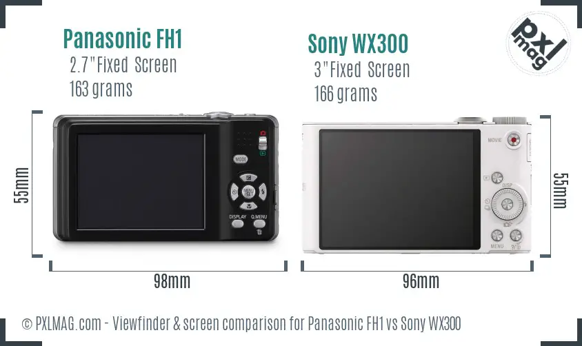 Panasonic FH1 vs Sony WX300 Screen and Viewfinder comparison
