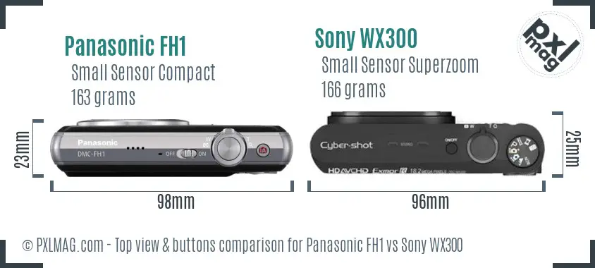 Panasonic FH1 vs Sony WX300 top view buttons comparison