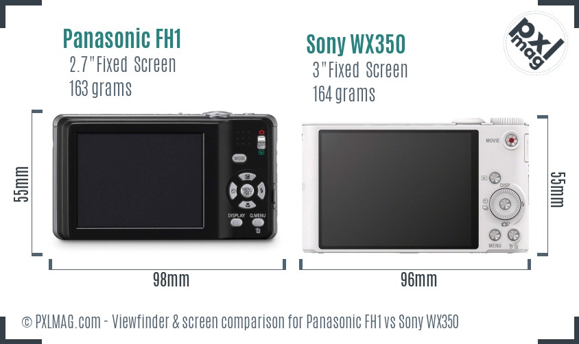 Panasonic FH1 vs Sony WX350 Screen and Viewfinder comparison