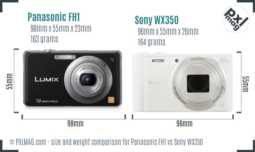 Panasonic FH1 vs Sony WX350 size comparison