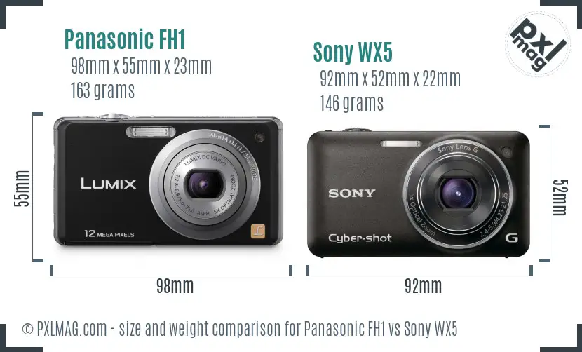 Panasonic FH1 vs Sony WX5 size comparison