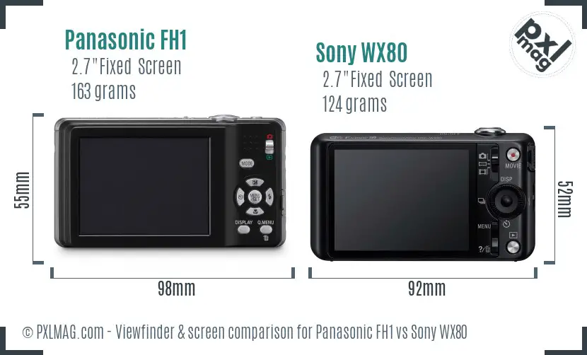 Panasonic FH1 vs Sony WX80 Screen and Viewfinder comparison