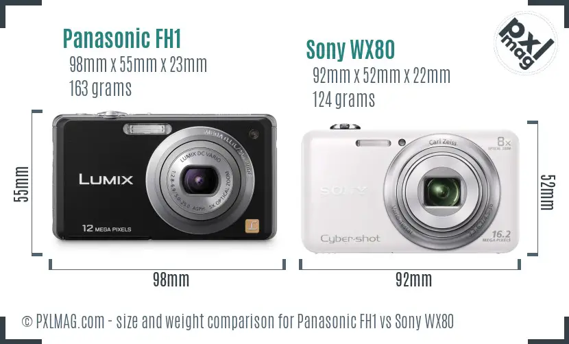 Panasonic FH1 vs Sony WX80 size comparison