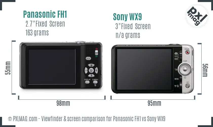 Panasonic FH1 vs Sony WX9 Screen and Viewfinder comparison Panasonic FH1 vs Sony WX9 Screen and Viewfinder comparison