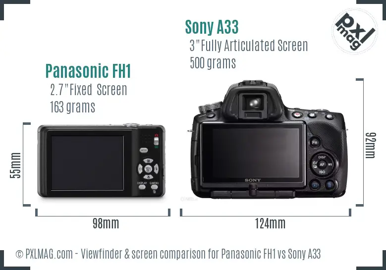 Panasonic FH1 vs Sony A33 Screen and Viewfinder comparison