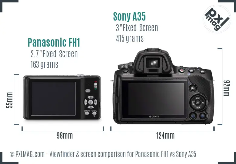 Panasonic FH1 vs Sony A35 Screen and Viewfinder comparison