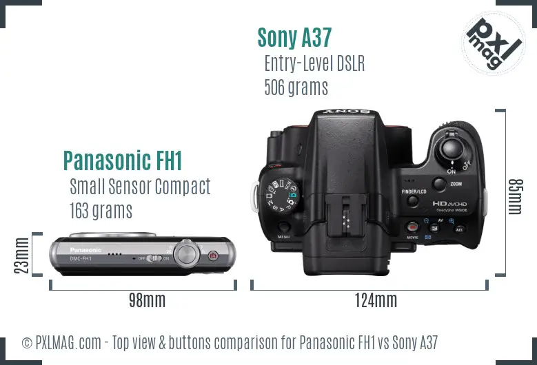 Panasonic FH1 vs Sony A37 top view buttons comparison