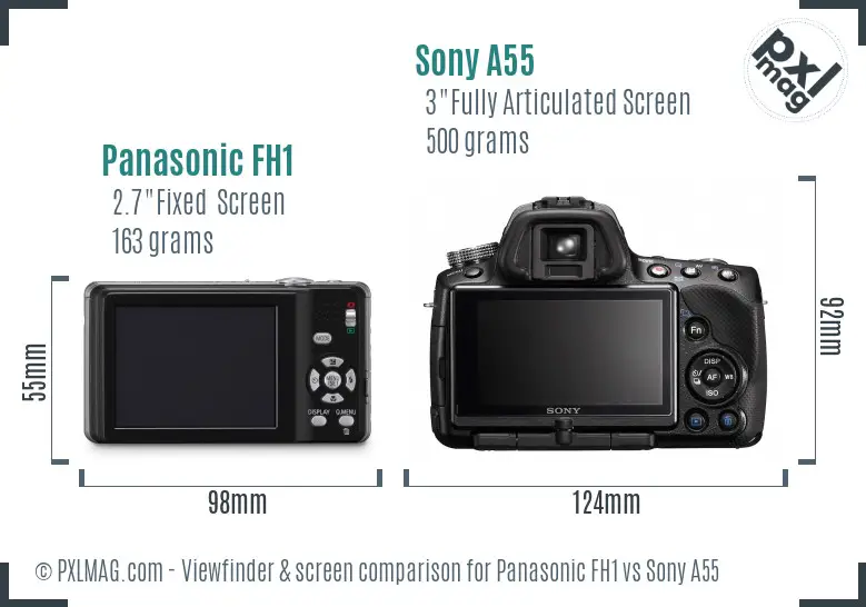 Panasonic FH1 vs Sony A55 Screen and Viewfinder comparison