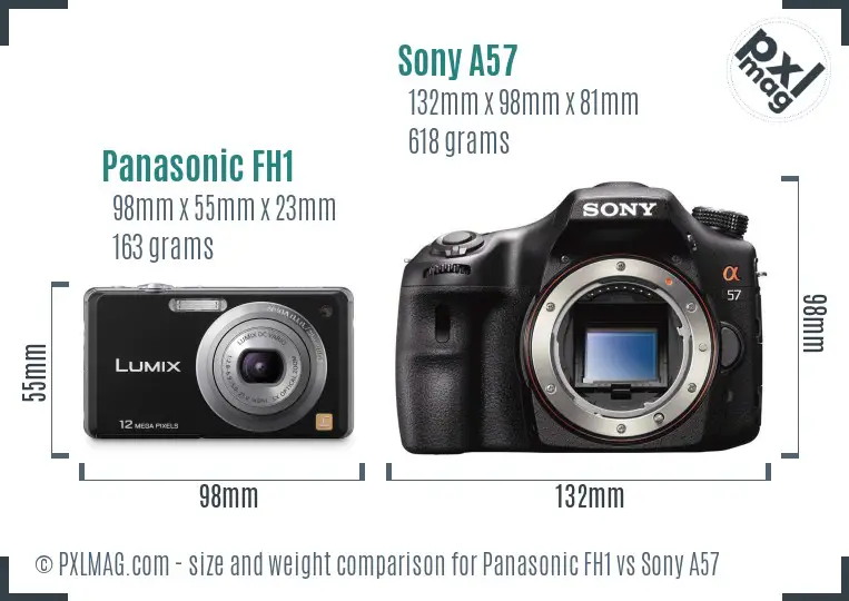 Panasonic FH1 vs Sony A57 size comparison