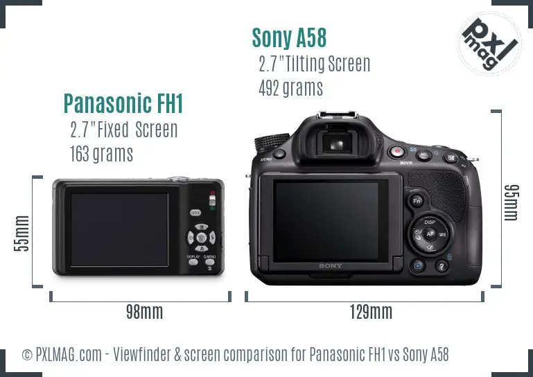 Panasonic FH1 vs Sony A58 Screen and Viewfinder comparison